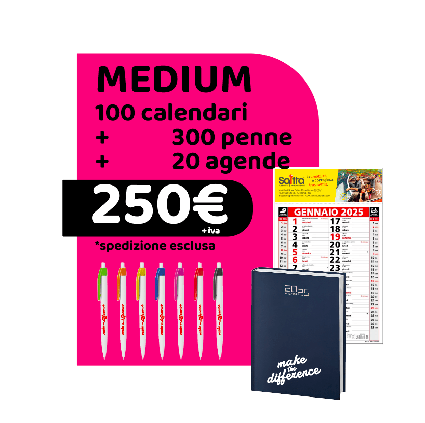 MEDIUM | 100 Calendari + 300 penne + 20 agende - SAITTA Shop